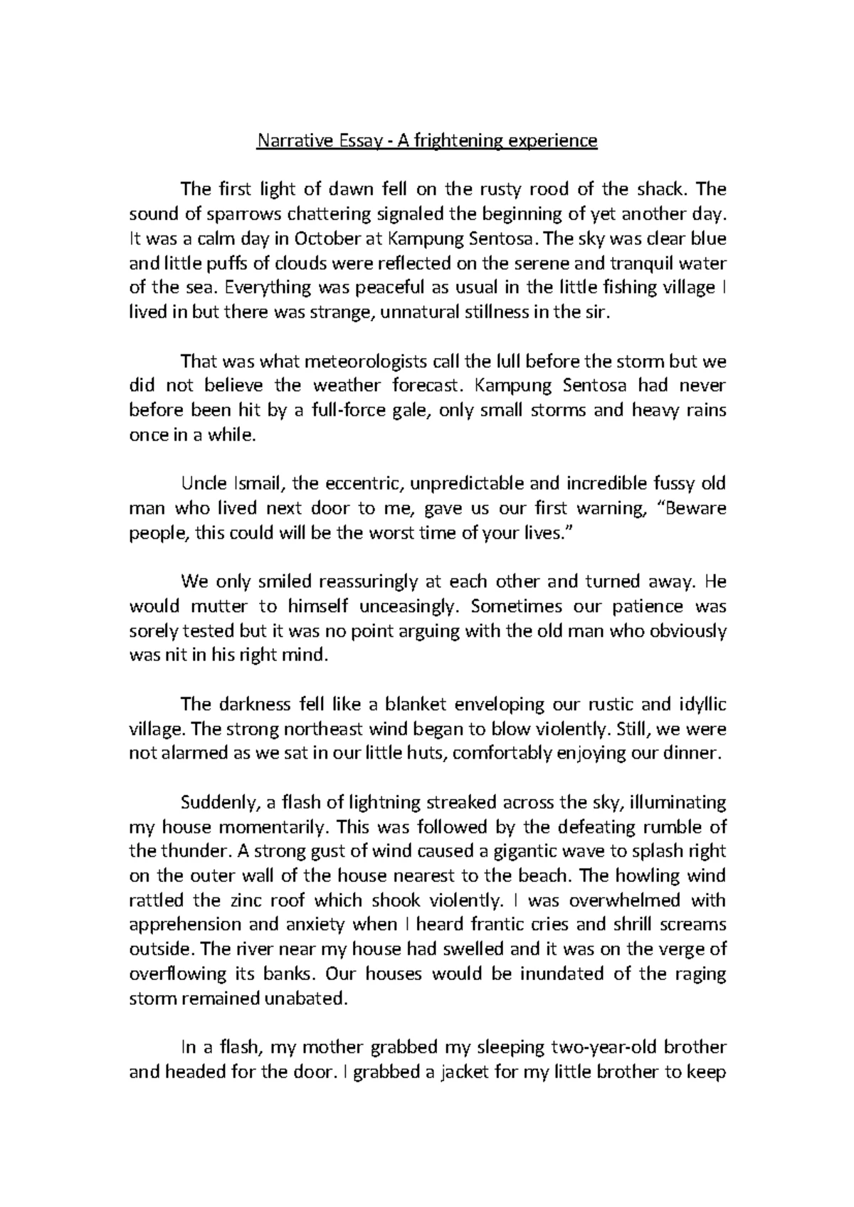 Narrative essay - A Misunderstanding docx - Narrative essay - A ...