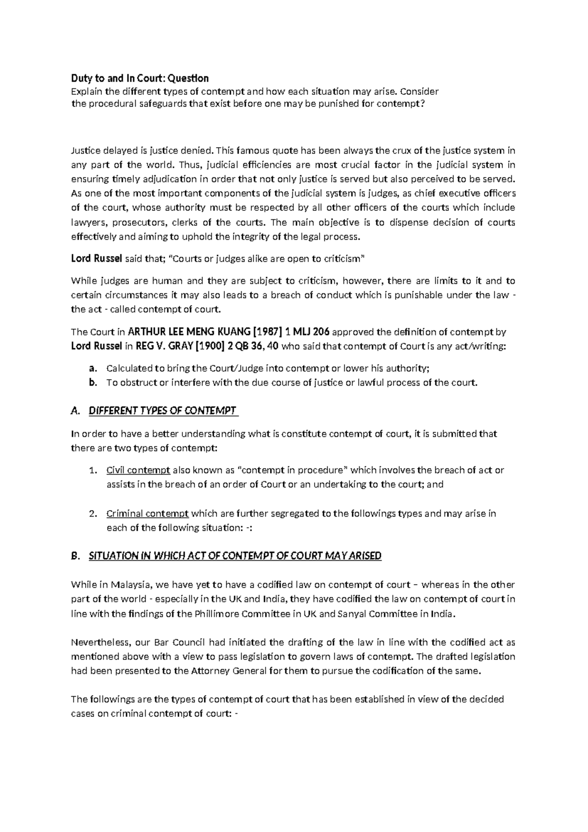 Q3 Types of Contempt of Court Explained: Procedural Safeguards ...