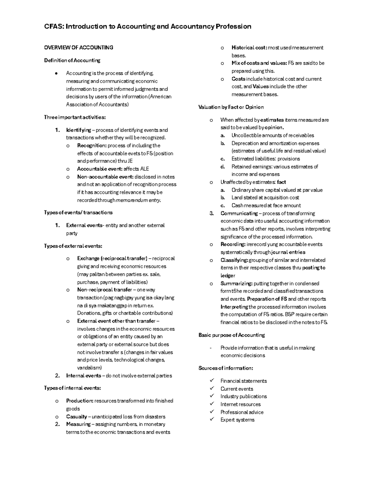 CFAS Overview OF Accounting AND Conceptual Framework - OVERVIEW OF ...