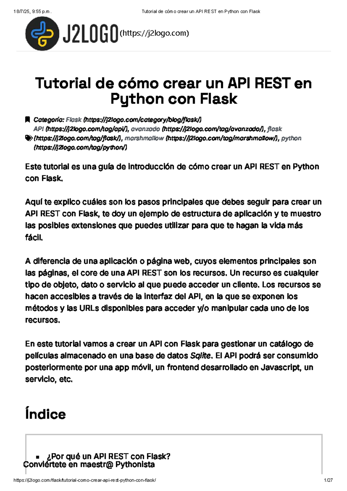 Tutorial Avanzado: Crear un API REST en Python con Flask (Flask 101 ...