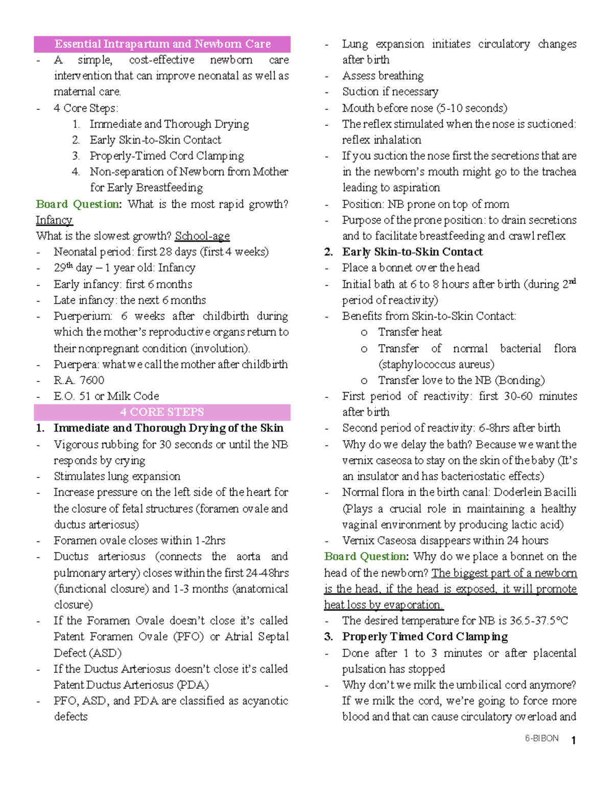 Pedia Reviewer - EINC - Essential Intrapartum and Newborn Care A simple ...