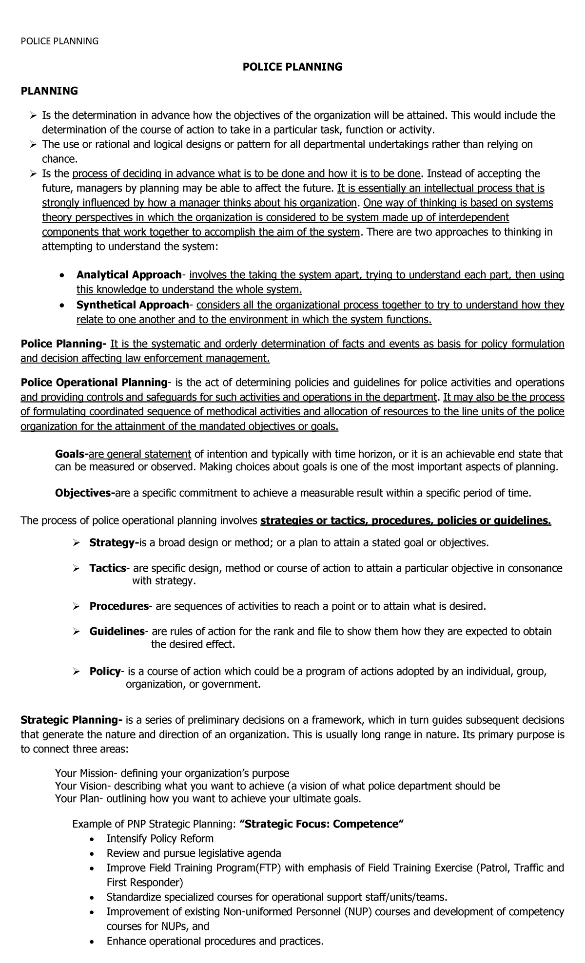 Police Planning: Strategies and Frameworks for Effective Law ...
