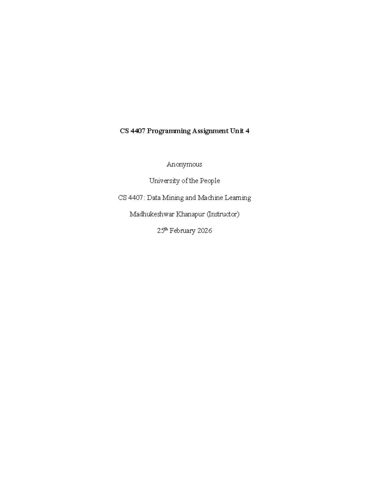 CS 4407 Unit 4 Programming Assignment: Neighbors Exercise - Studocu