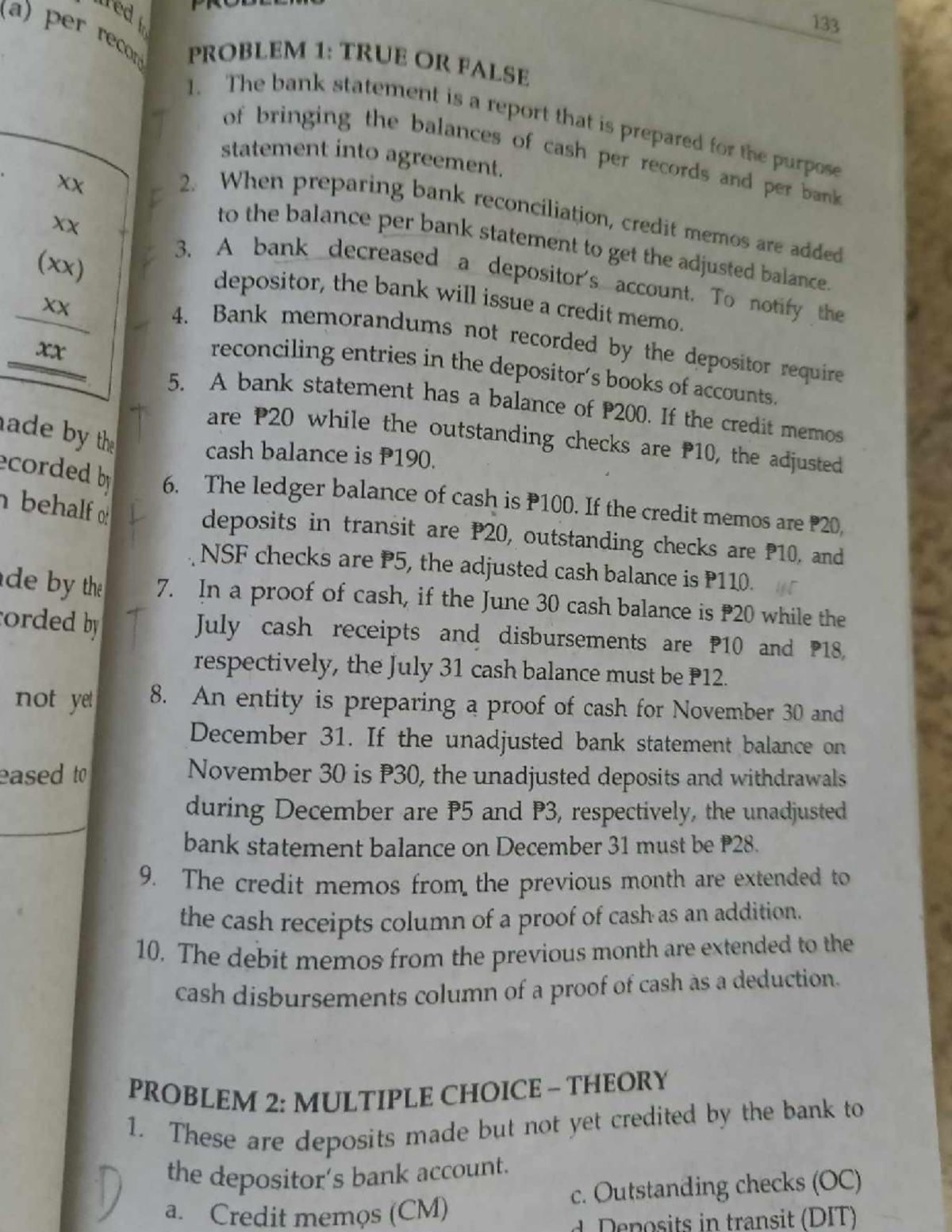 Int Acc 1A - Chapter 3 (Problem 1 and 2) - PROBLEM 1: TRUE OR FALSE 1 ...