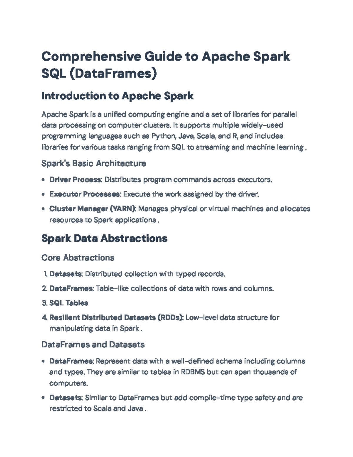 Comprehensive Guide to Apache Spark SQL DataFrames and Operations ...
