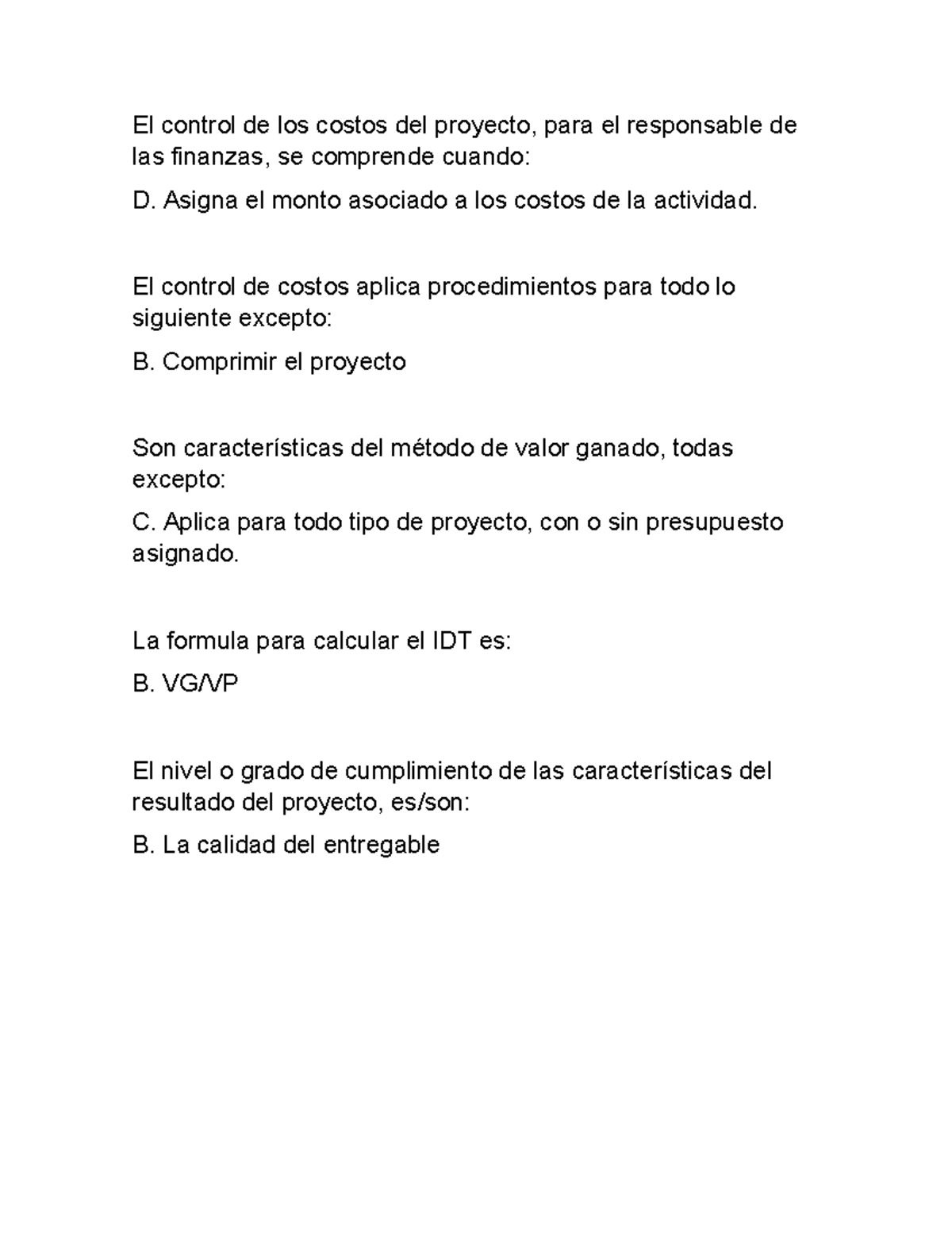 El control de los costos del proyecto - Asigna el monto asociado a los ...