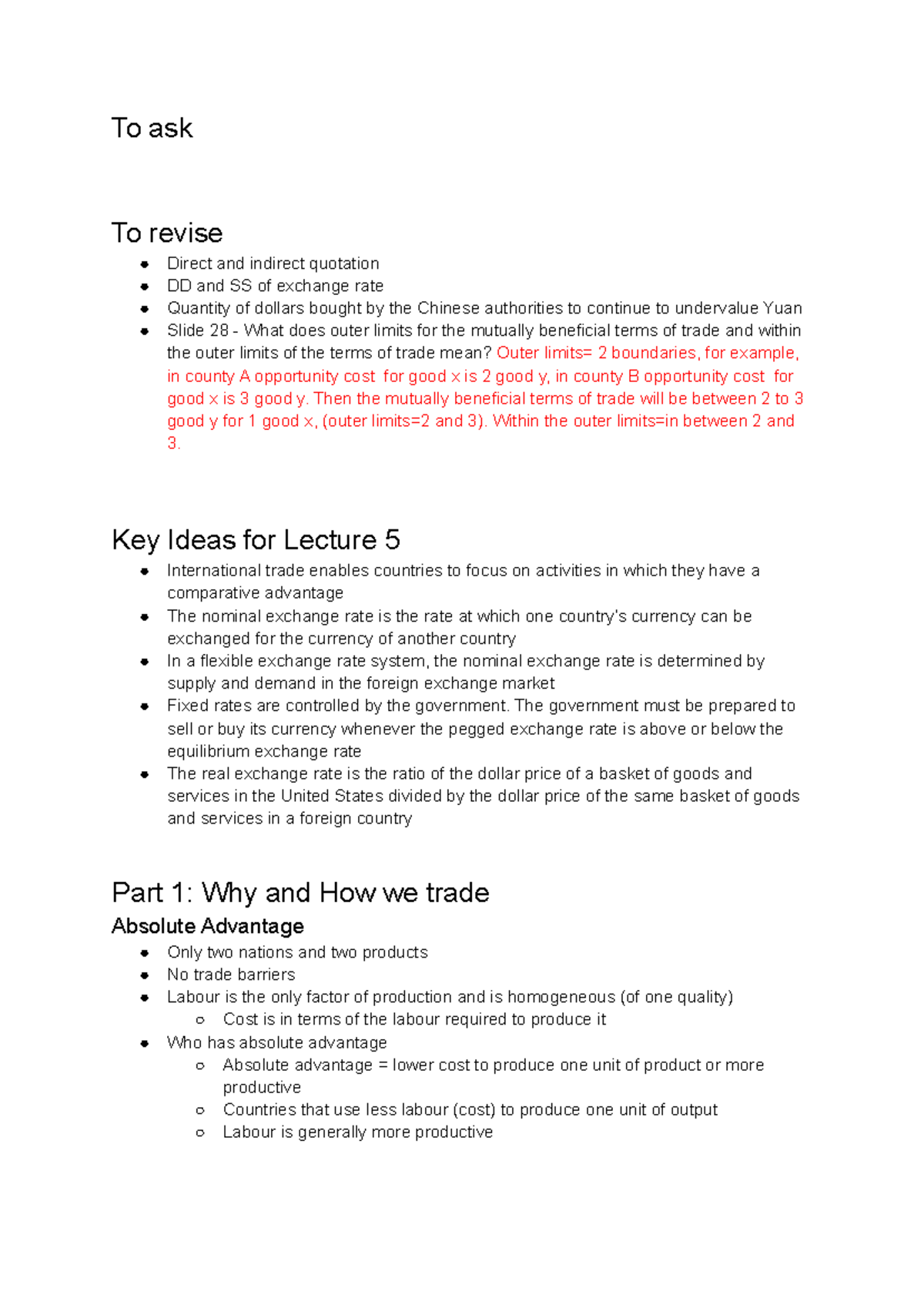 Lecture 5 - International Trade & Currency Exchange Notes - Studocu