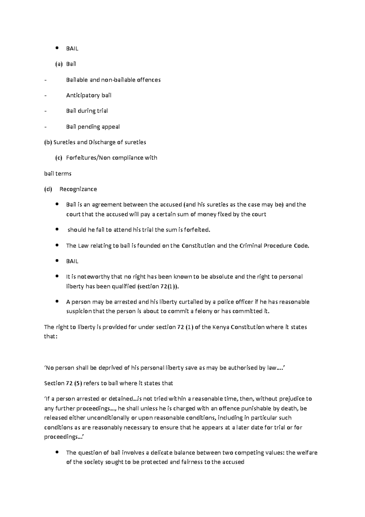 BAIL BOND - criminal procedure - BAIL (a) Bail Bailable and non ...