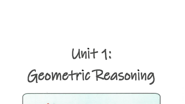 Unit 1: Geometric Reasoning and Algebra Review Workbook - Studocu