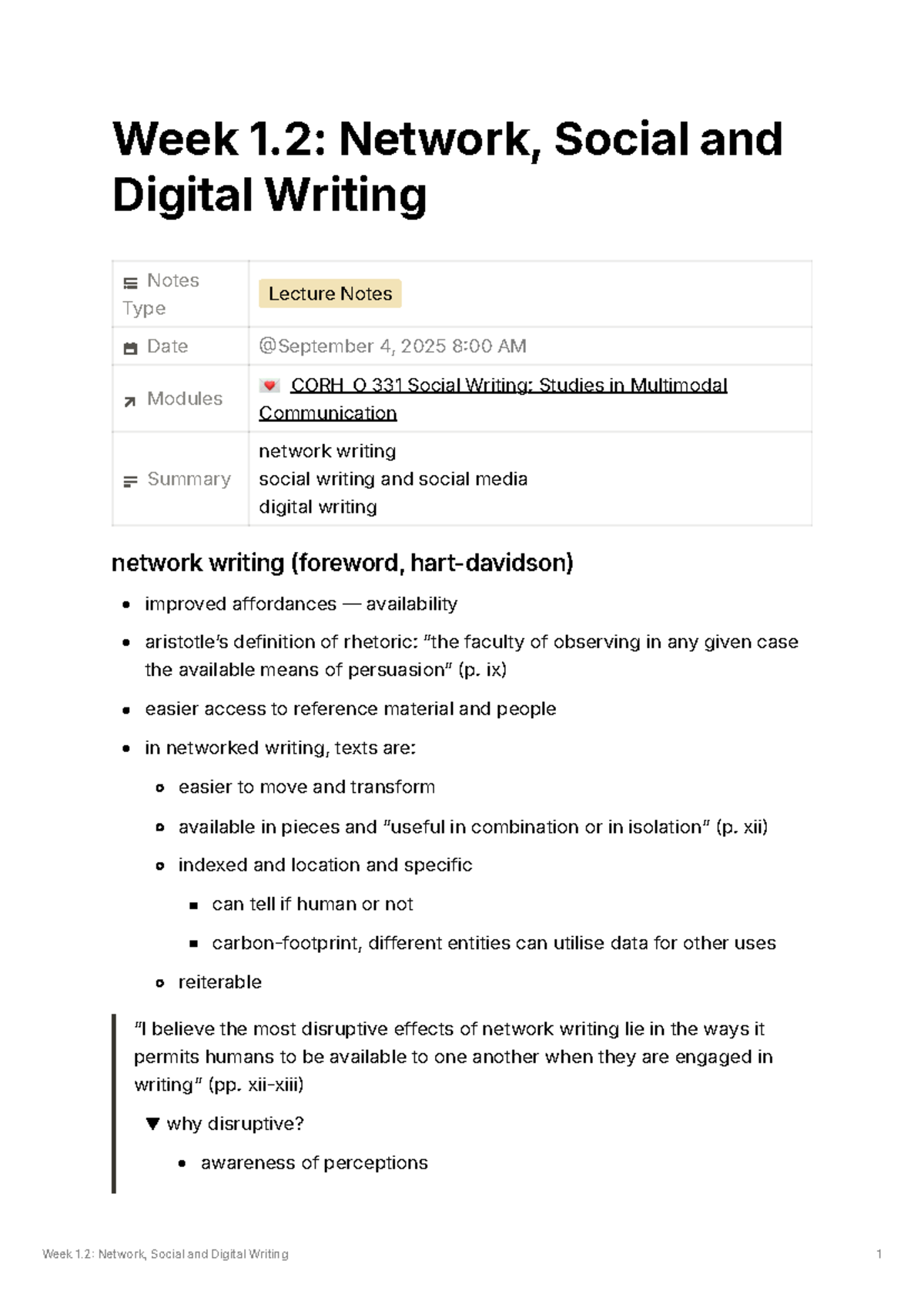 CORH_O 331 Lecture Notes: Week 1.2 on Network, Social & Digital Writing ...
