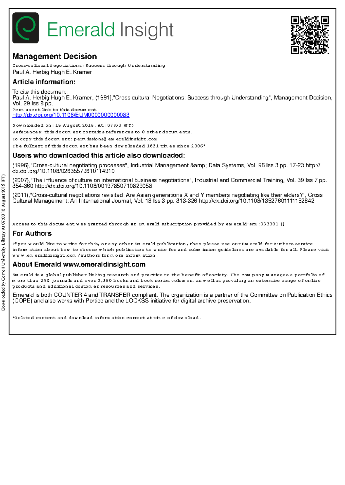 Negotiations: Success through Understanding in Management Decisions ...