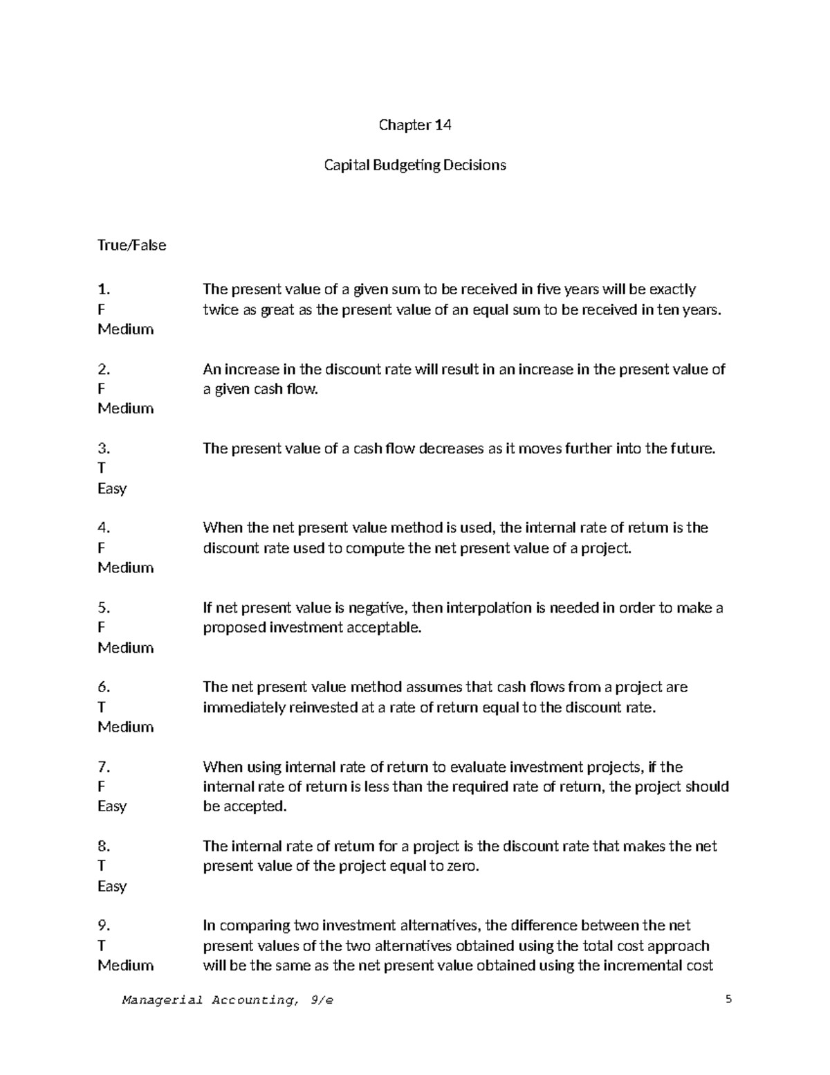 Tb 938 Chapter 14 Capital Budgeting - Chapter 14 Capital Budgeting ...