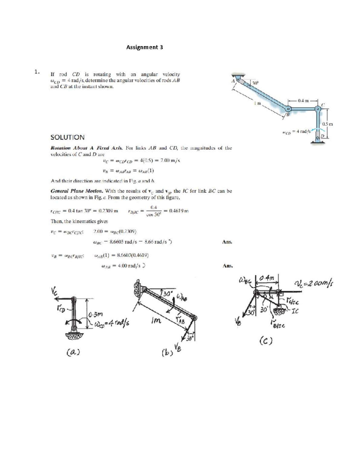 Assignment 3: Solution for Acceleration of A in Circular Motion - Studocu