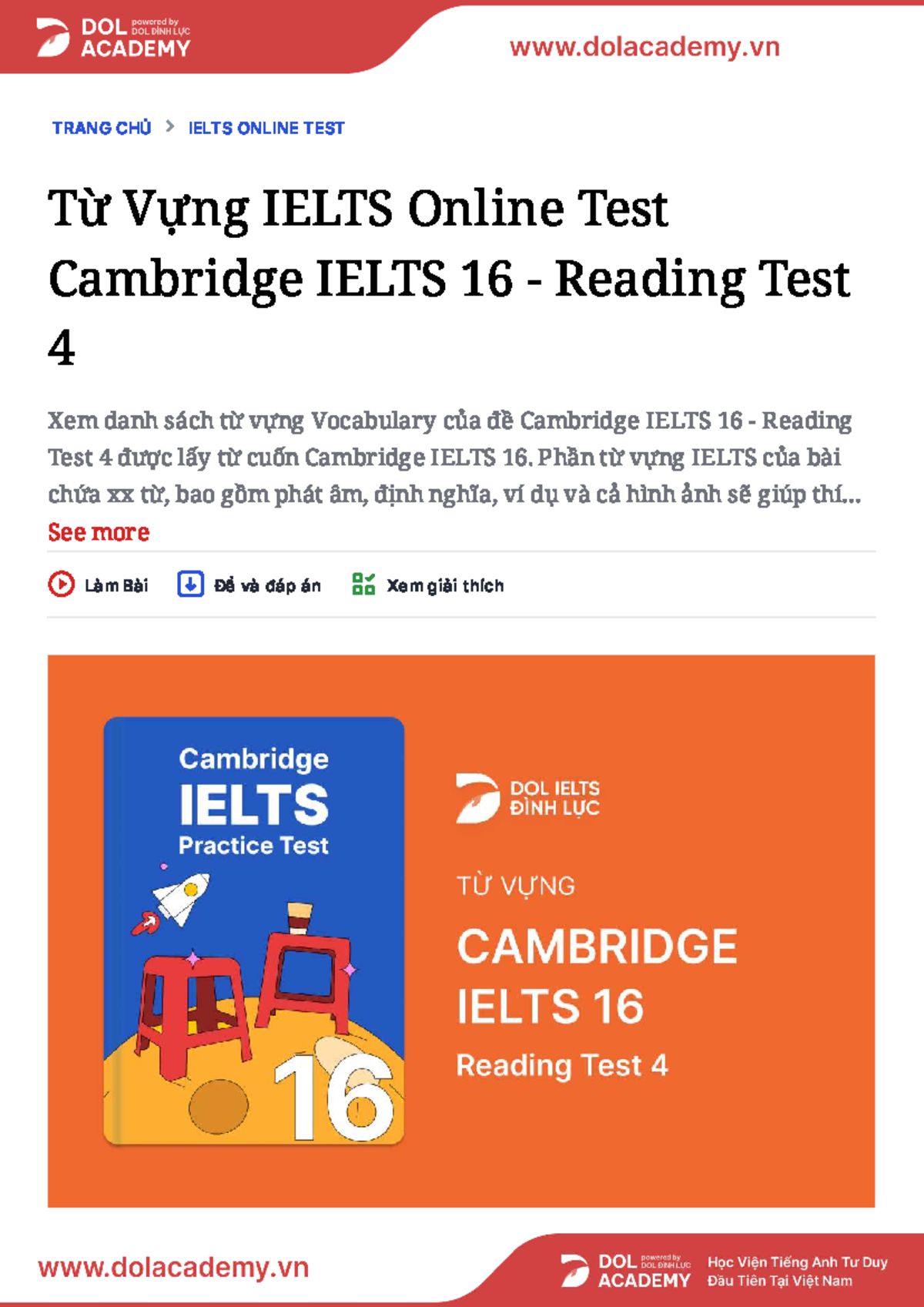 CAM16 - IELTS Vocabulary for Reading Test 4 - Studocu