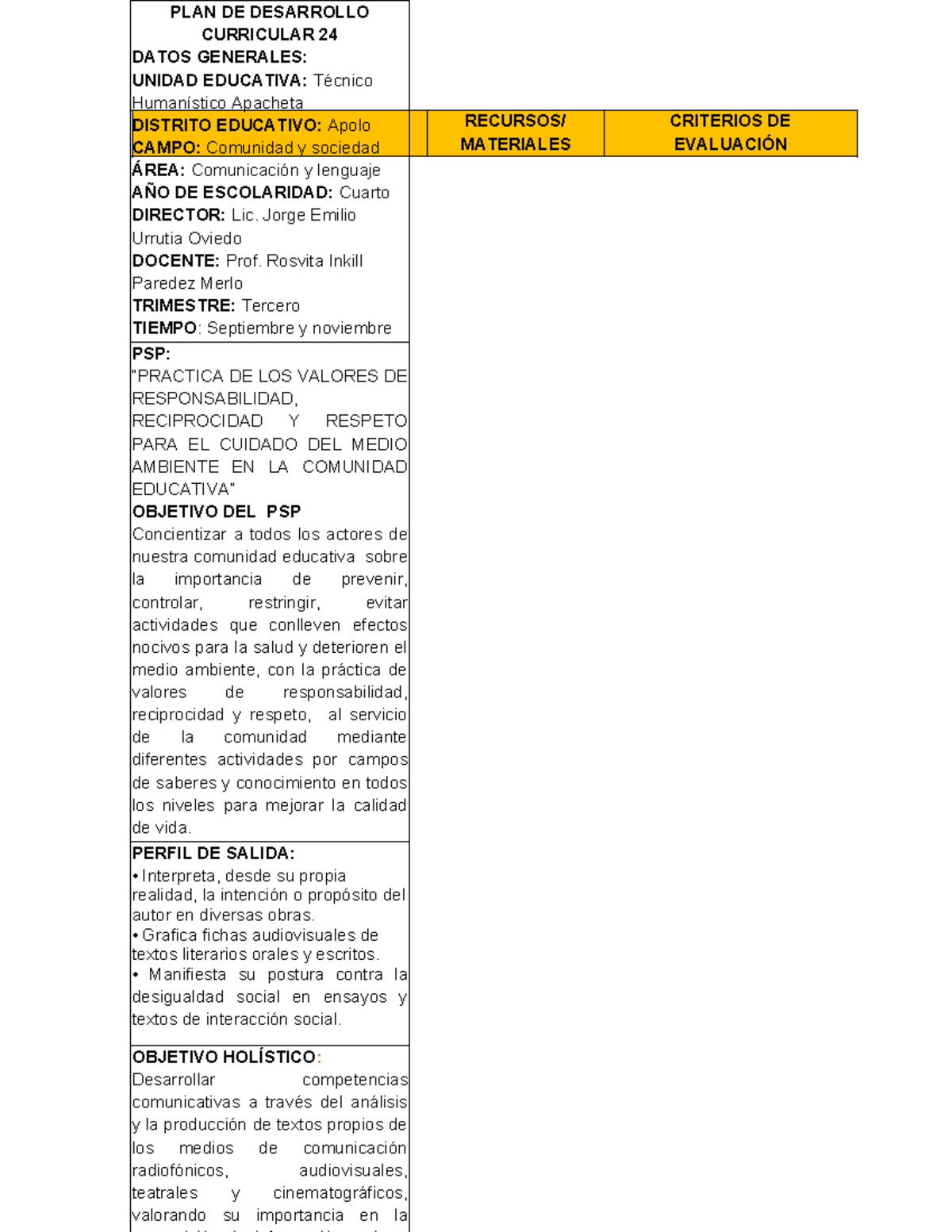 PDC Lenguaje 4to - Plan de Desarrollo Curricular 3er Trimestre - Studocu