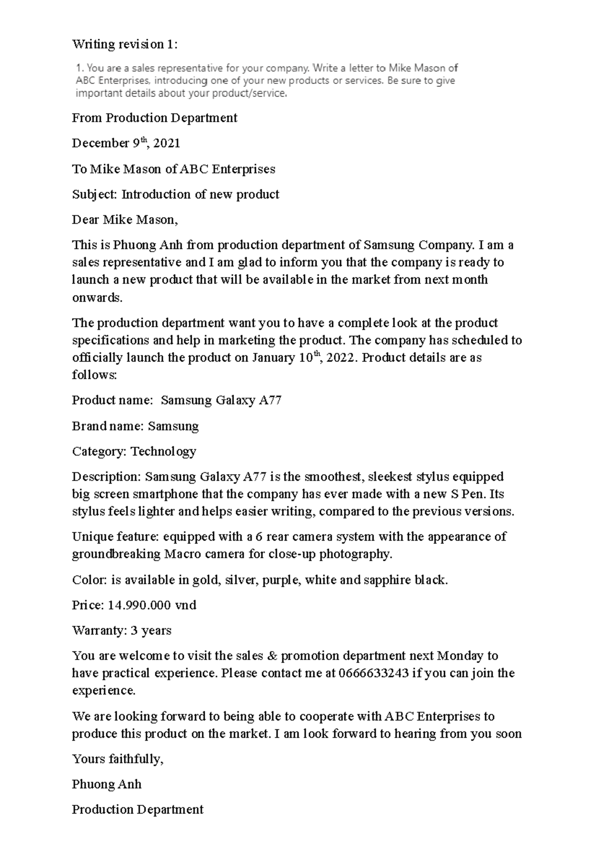 Revised Writing Assignment 1 - TAN.131 - Studocu