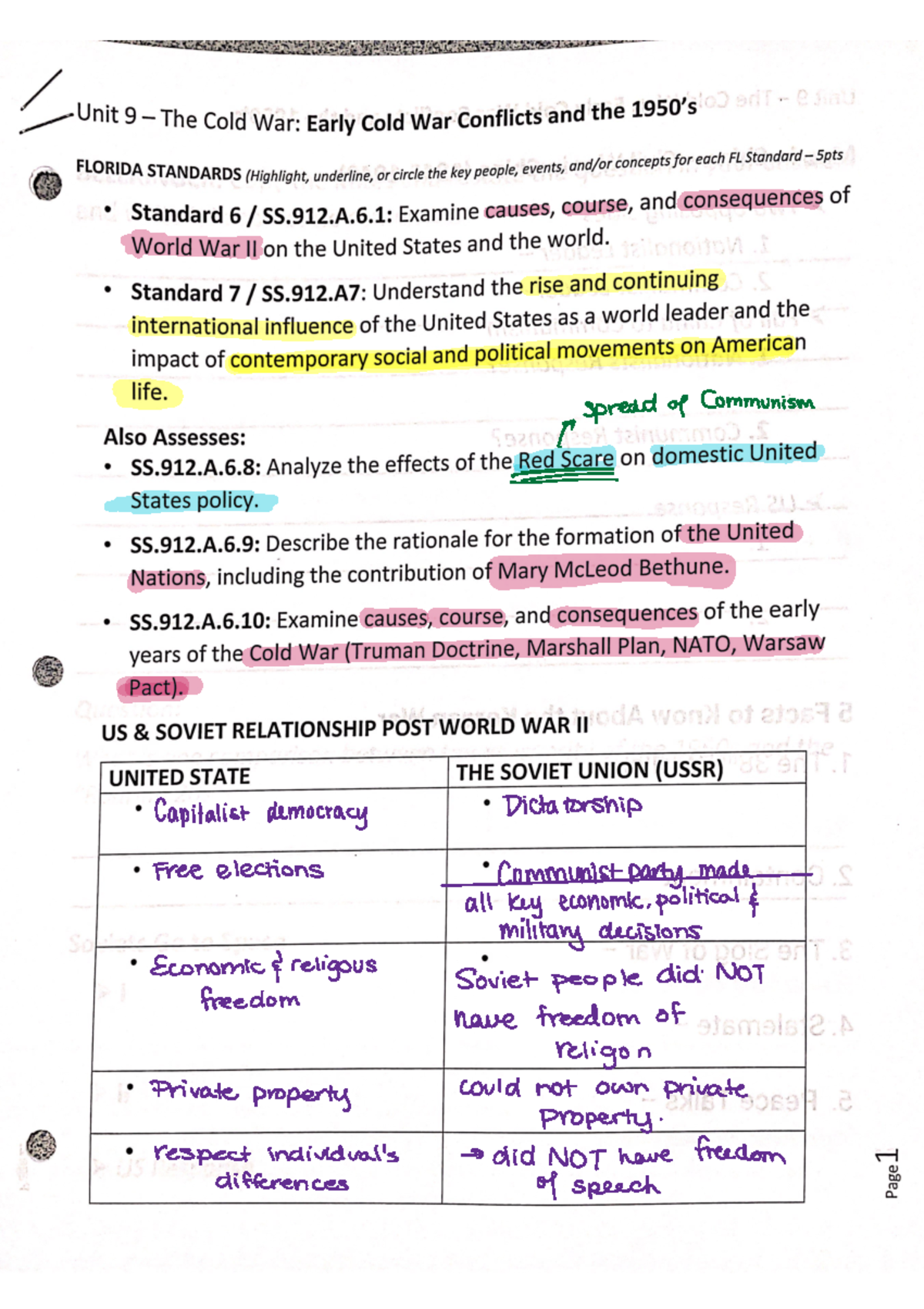 Cold War Overview - Key Concepts and Events Analysis - Studocu