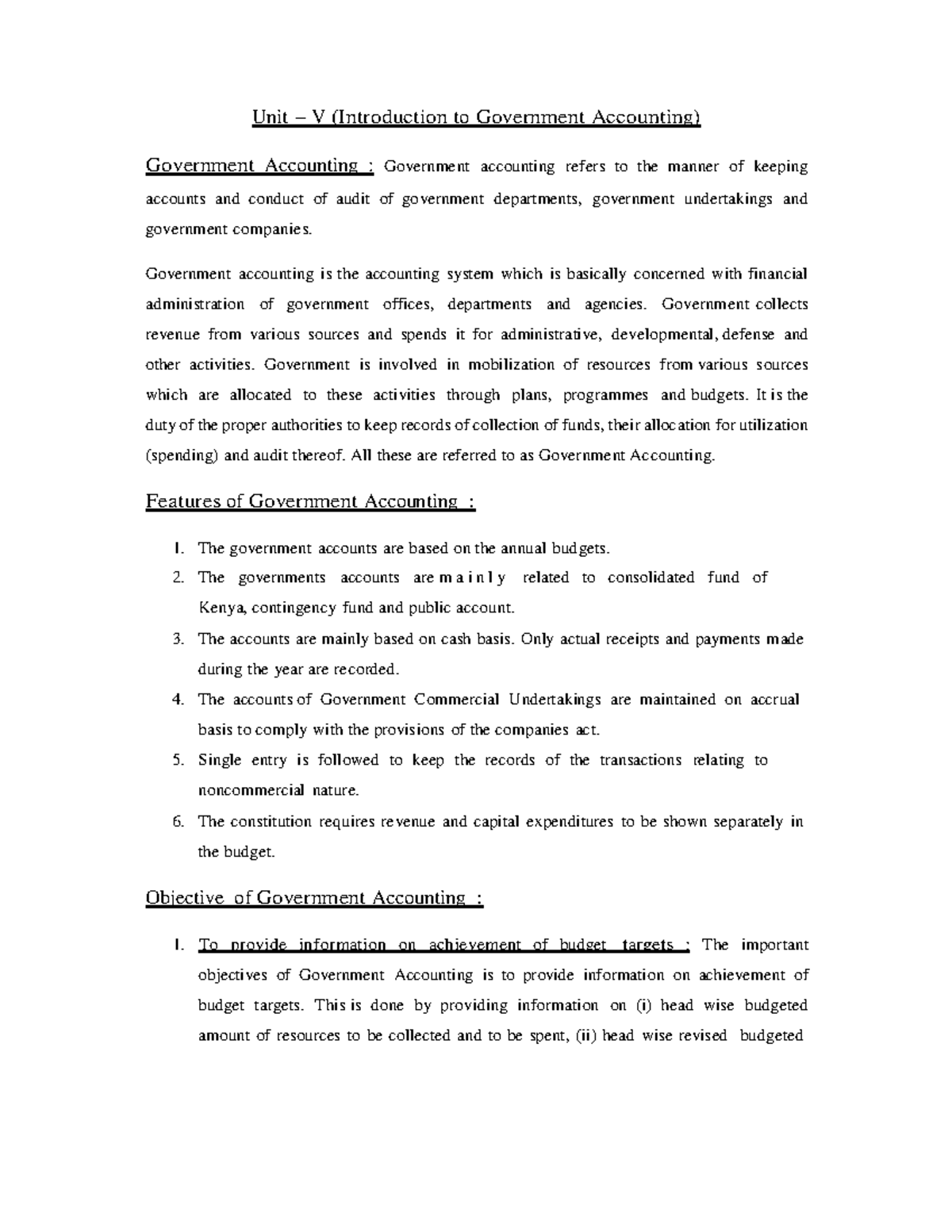 Unit V: Introduction to Government Accounting (Public Sector) - Studocu