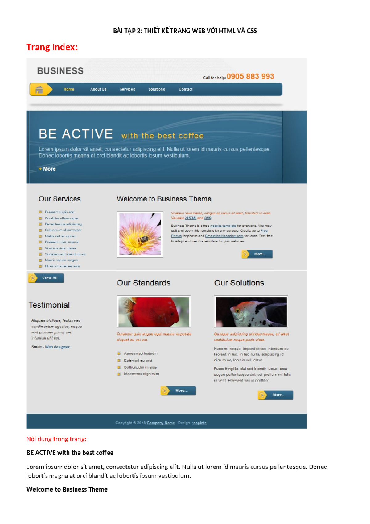 Bài Tập HTML CSS - Thiết Kế Trang Web Cơ Bản - Studocu