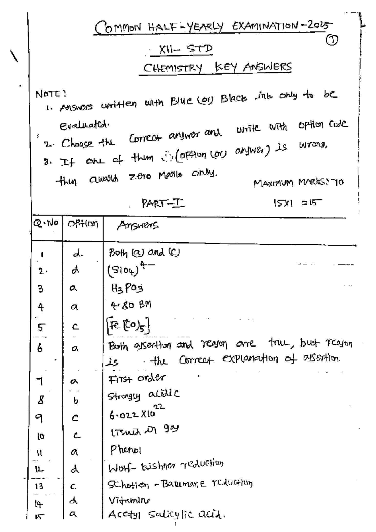 CHEM 101: Common Exam 1 Key Answers and Explanations - Studocu