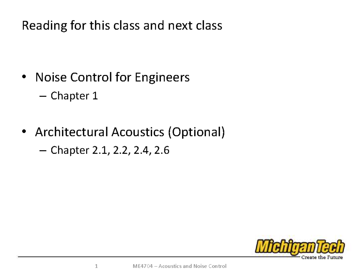 ME4704 Lecture 02: Fundamentals of Wave Equations in Acoustics - Studocu