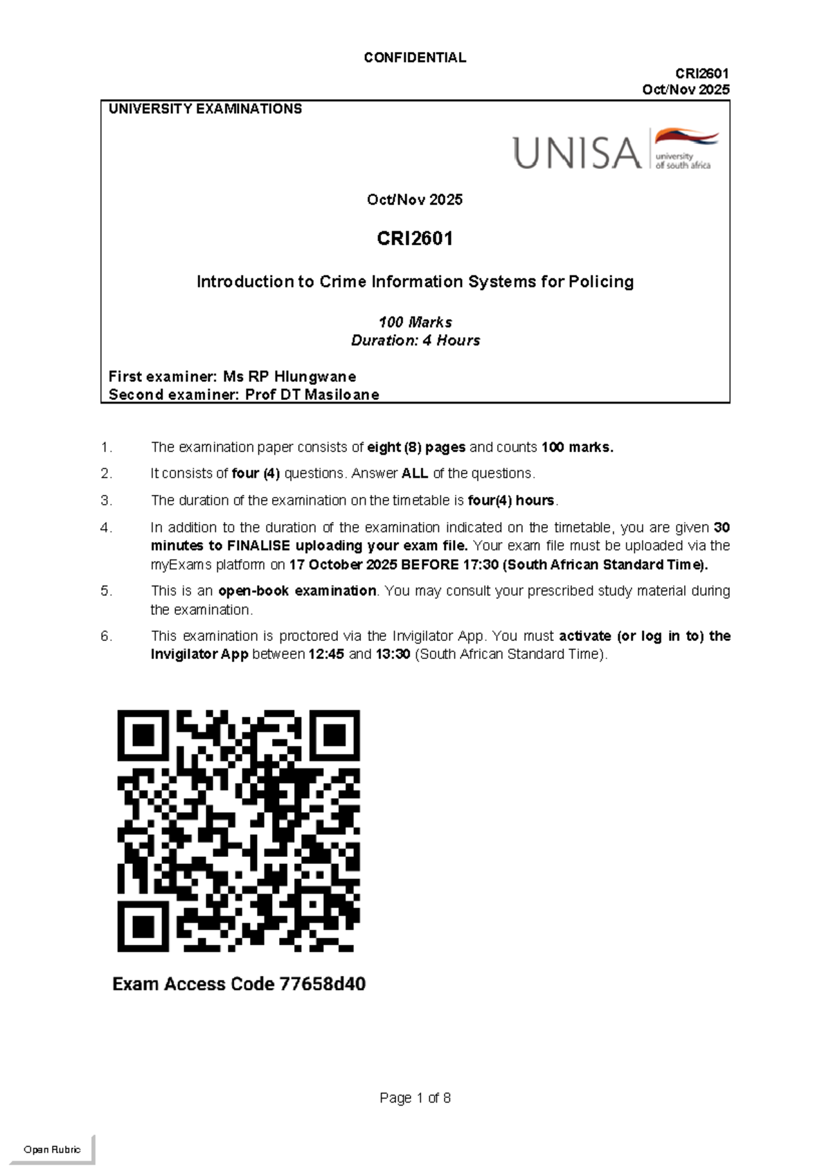 CRI2601 Final Exam Guidelines and Questions - Oct/Nov 2025 - Studocu
