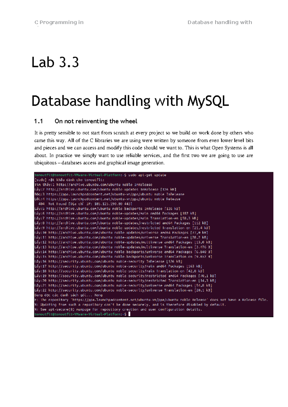Lab 3 - Database Handling with MySQL in C Programming - Studocu