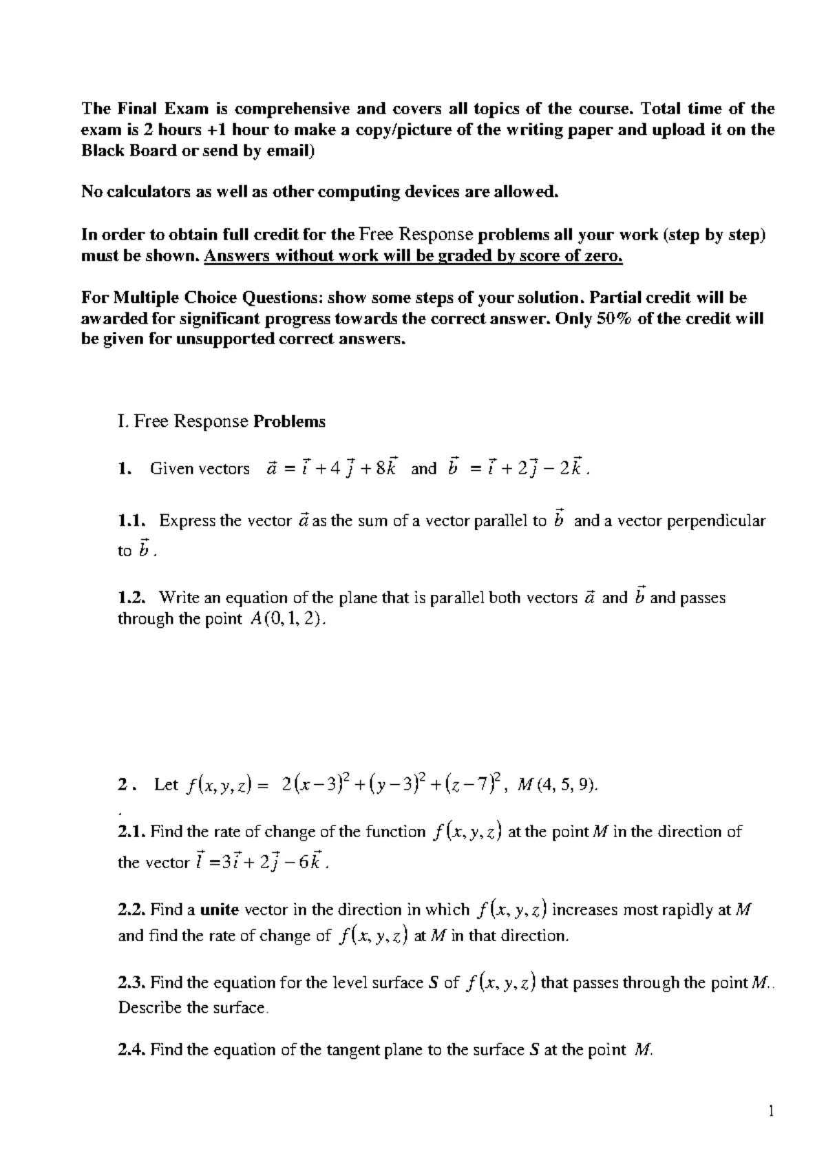 Math 200 Calculus IV Midterm Exam 1 - Winter 2025 - Studocu