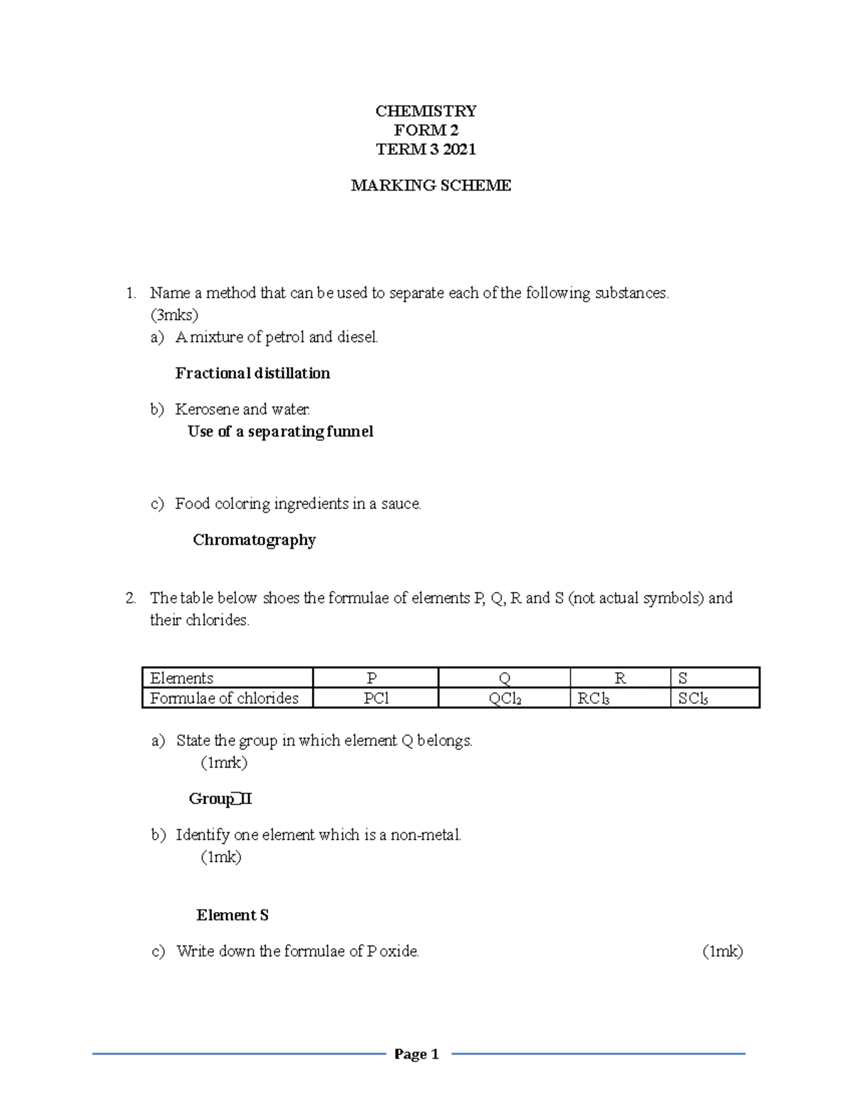 CHEM 101 FINAL EXAM REVISION QUESTIONS - TAITA MAUCHE SCHOOL - Studocu