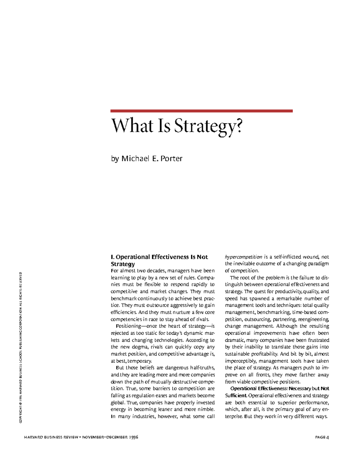 3.1 - What's Strategy - HBR - by Michael E. Porter harvard business ...
