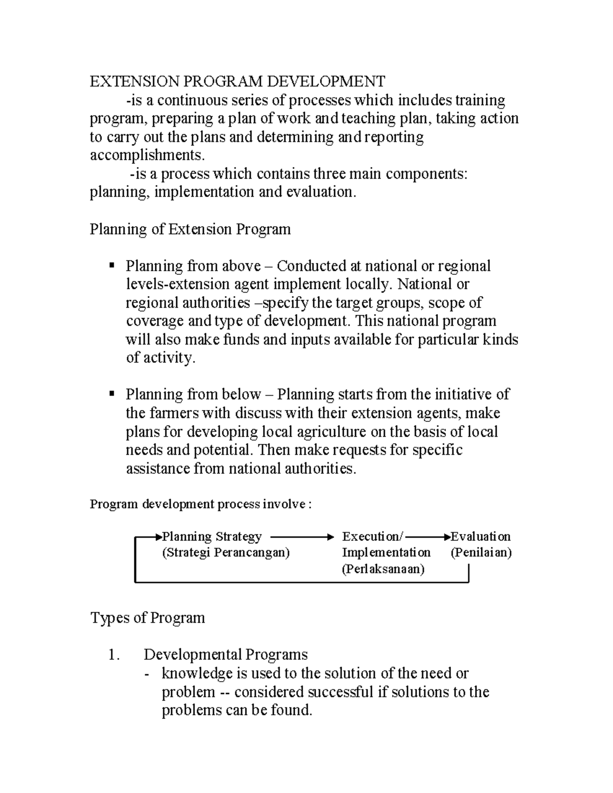Extension Program Development Notes (Course Code: Notes 8) - Studocu