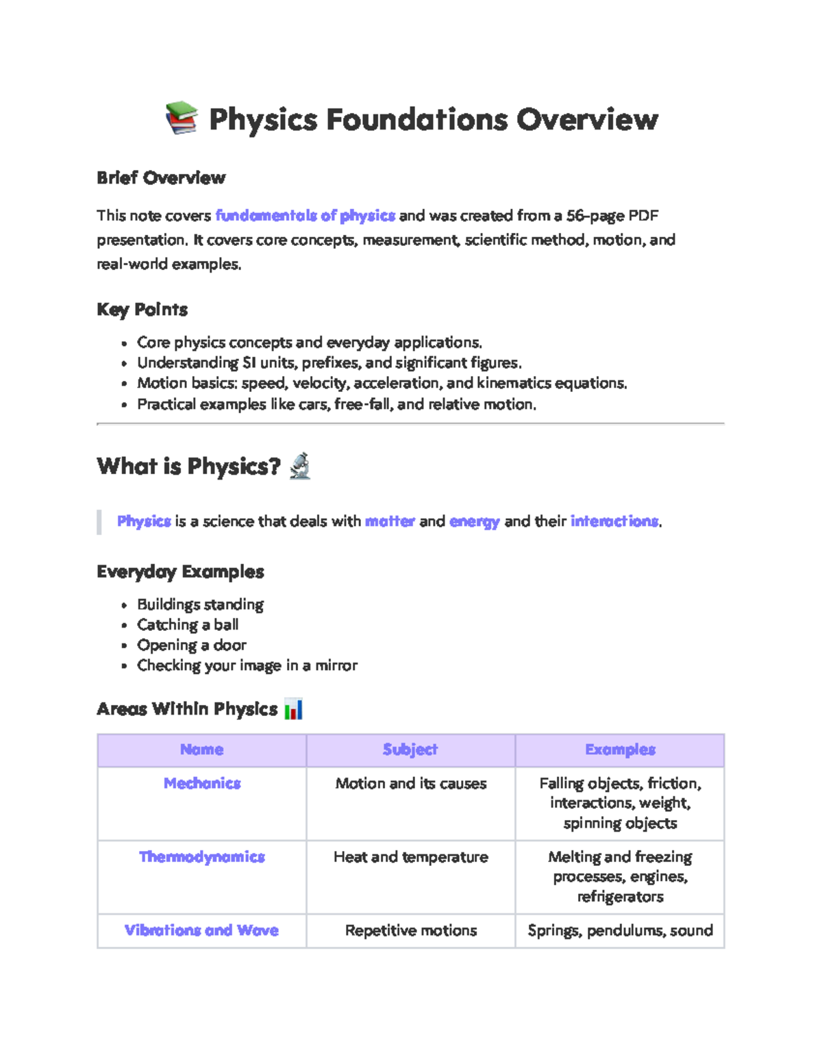 Physics 101: Foundations Overview and Key Concepts - Studocu