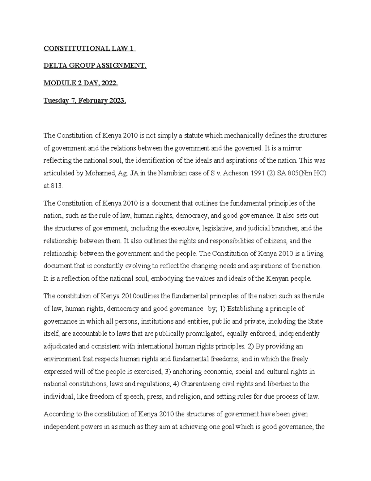 BLAW 121 Constitutional law final exam questions and analysis - Studocu