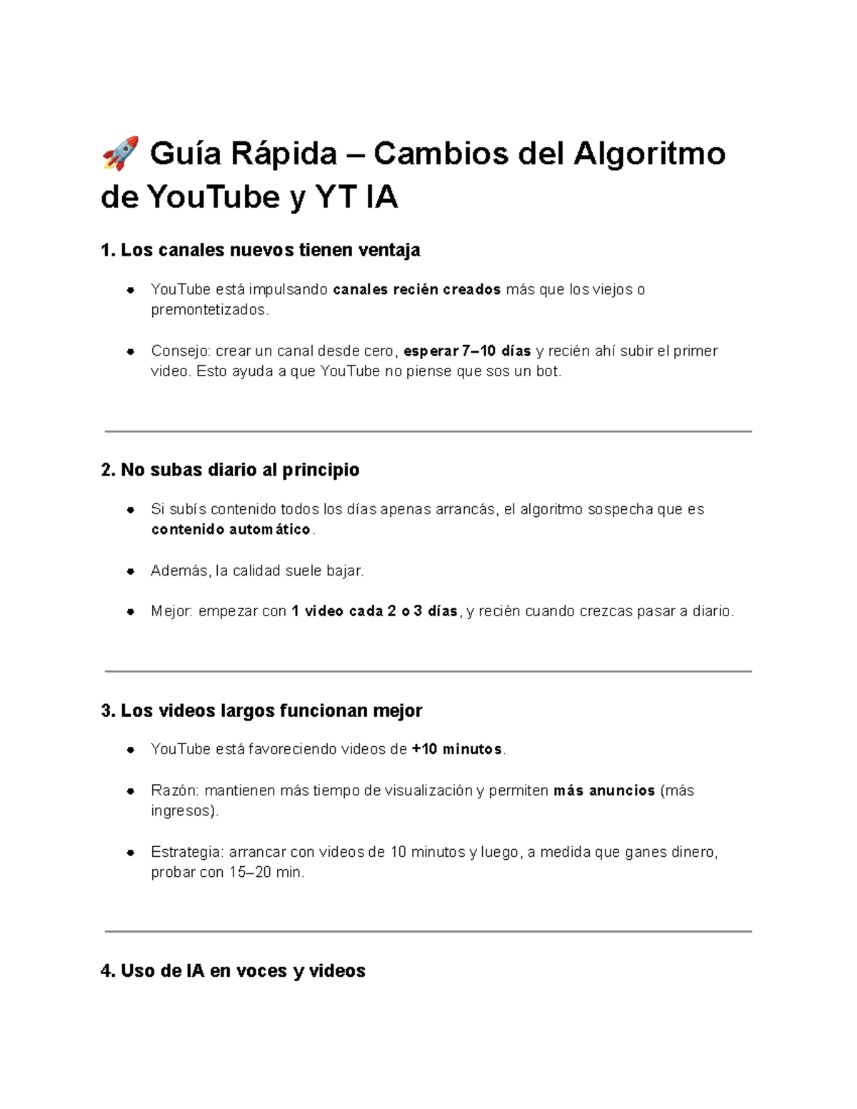 Guía Rápida: Cambios del Algoritmo de YouTube y YT IA - Studocu