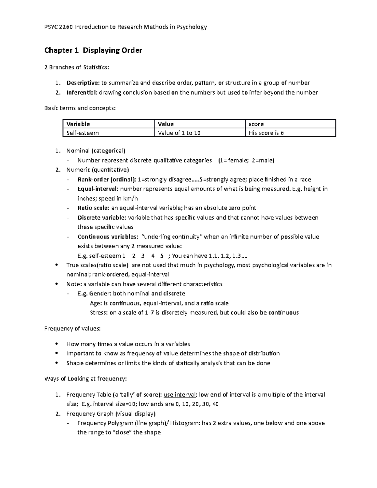 PSYC 2260 Chapter 1: Understanding Data Order in Research Methods - Studocu