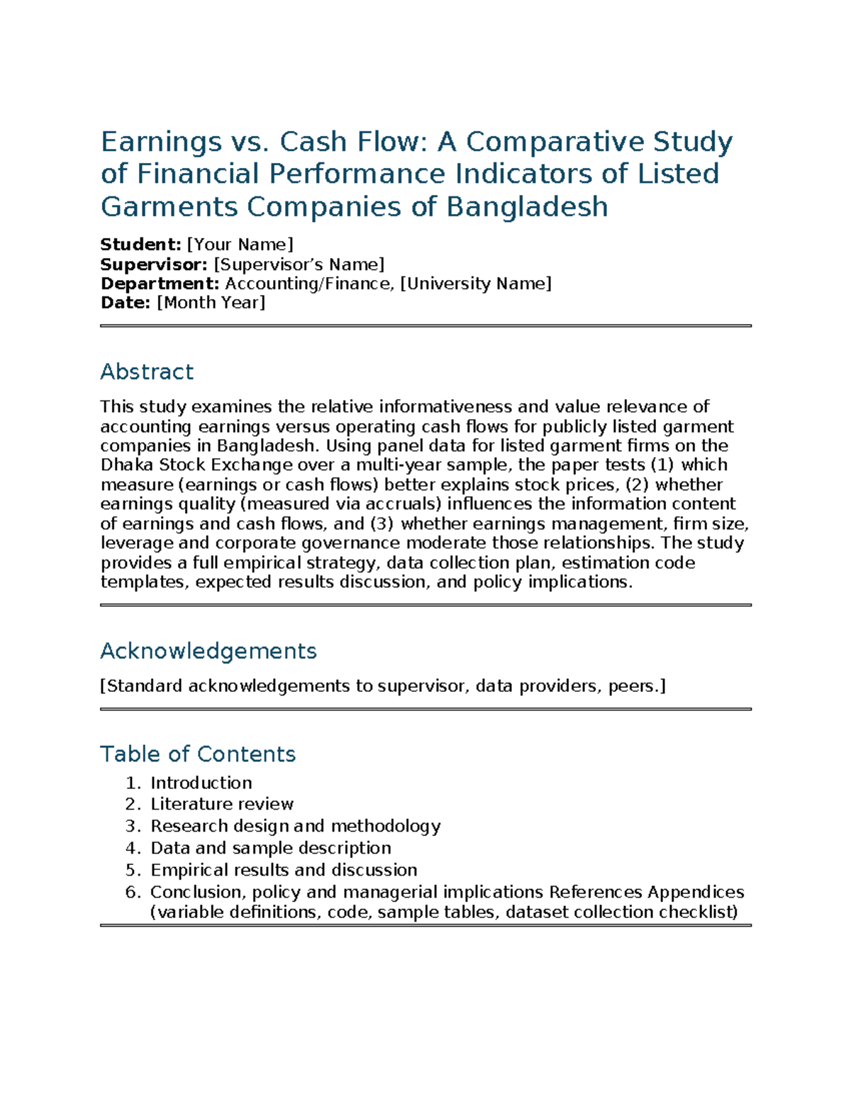 Earnings vs. Cash Flow: A Comparative Study of Financial Performance in ...