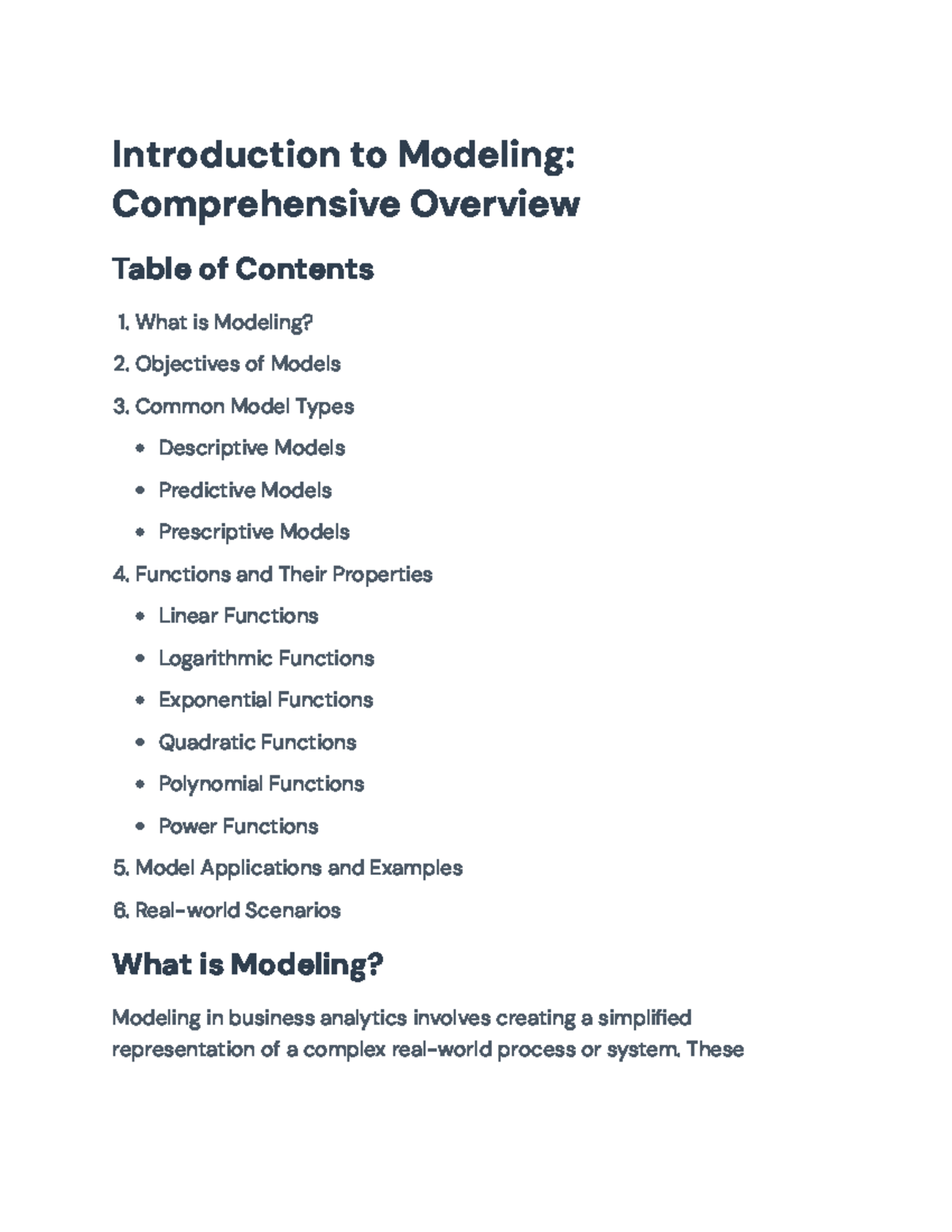 Modeling in Business Analytics: Types, Functions & Applications ...