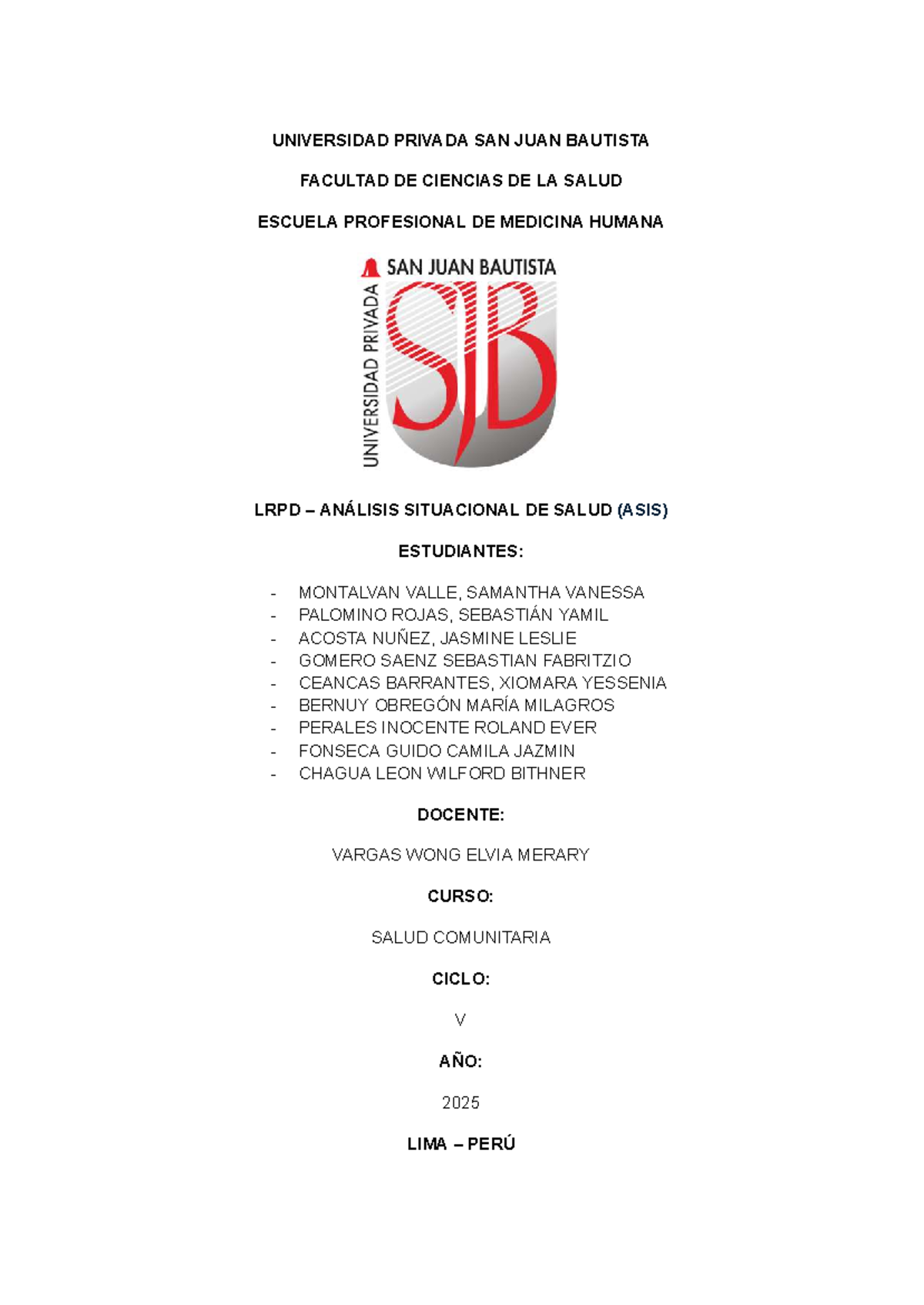 LRPD- Análisis Situacional de Salud Comunitaria en Ate 2025 - Document Preview