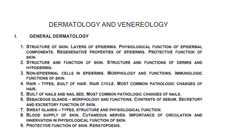 Dermatology Final Exam GD2: Structure and Functions of Skin Layers ...