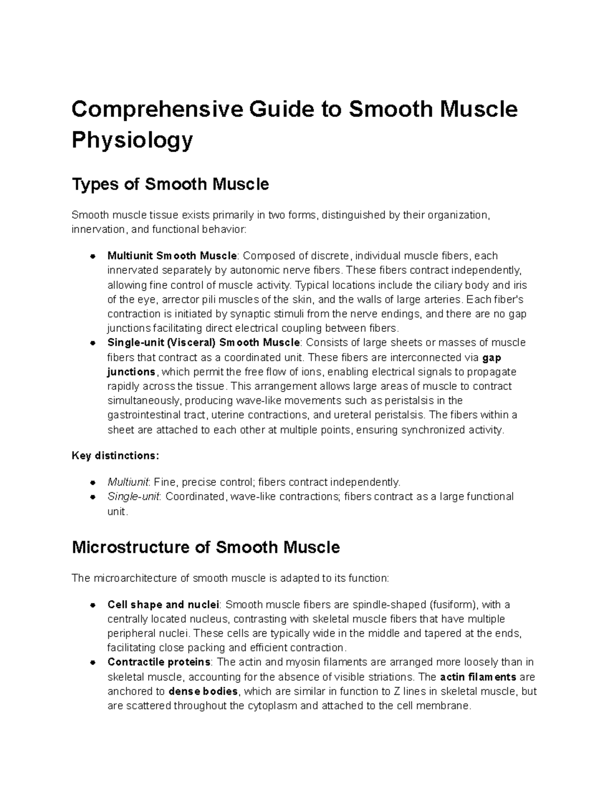 Comprehensive Guide to Smooth Muscle Physiology - ACBS 400A Notes - Studocu