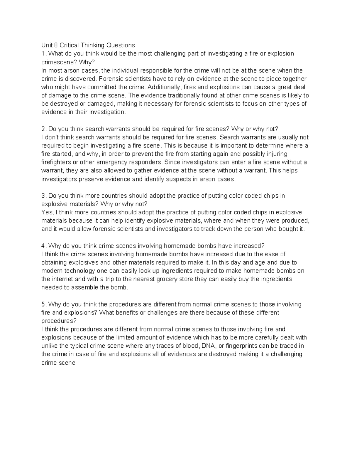 Unit 8 Critical Thinking Questions - Unit 8 Critical Thinking Questions ...