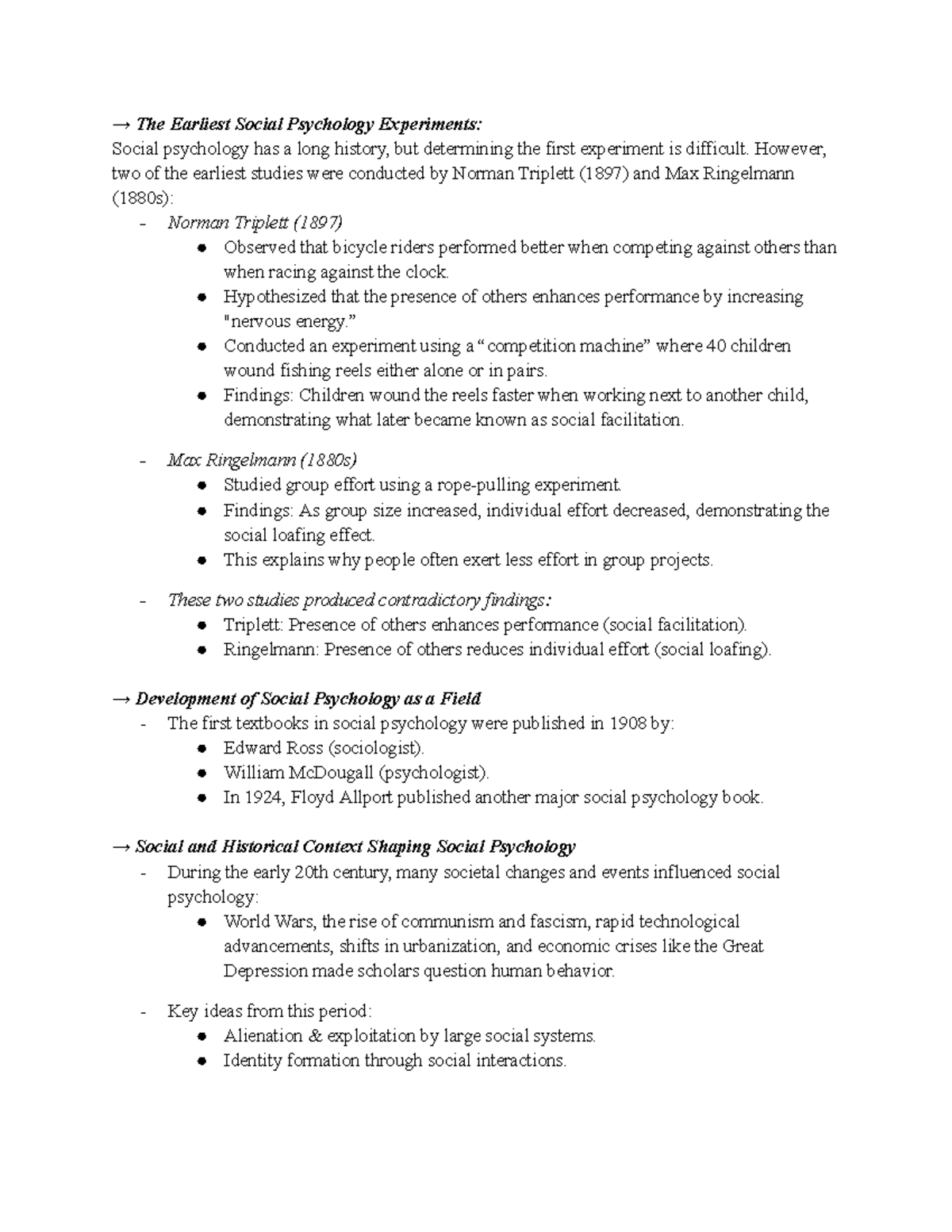 Unit I: Introduction to Social Psychology (PSY 101) - Historical ...