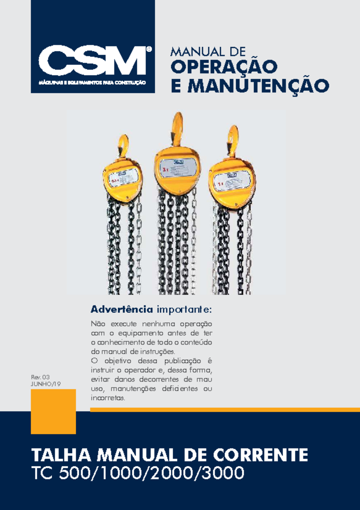 R03 - 20356165 - Manual de Operação e Manutenção da Talha TC 500 - Studocu
