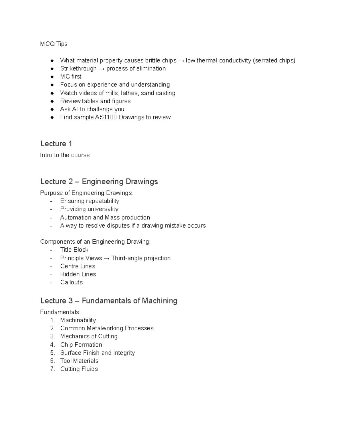 MMAN1100 Lecture Notes: Machining Fundamentals and Processes - Studocu