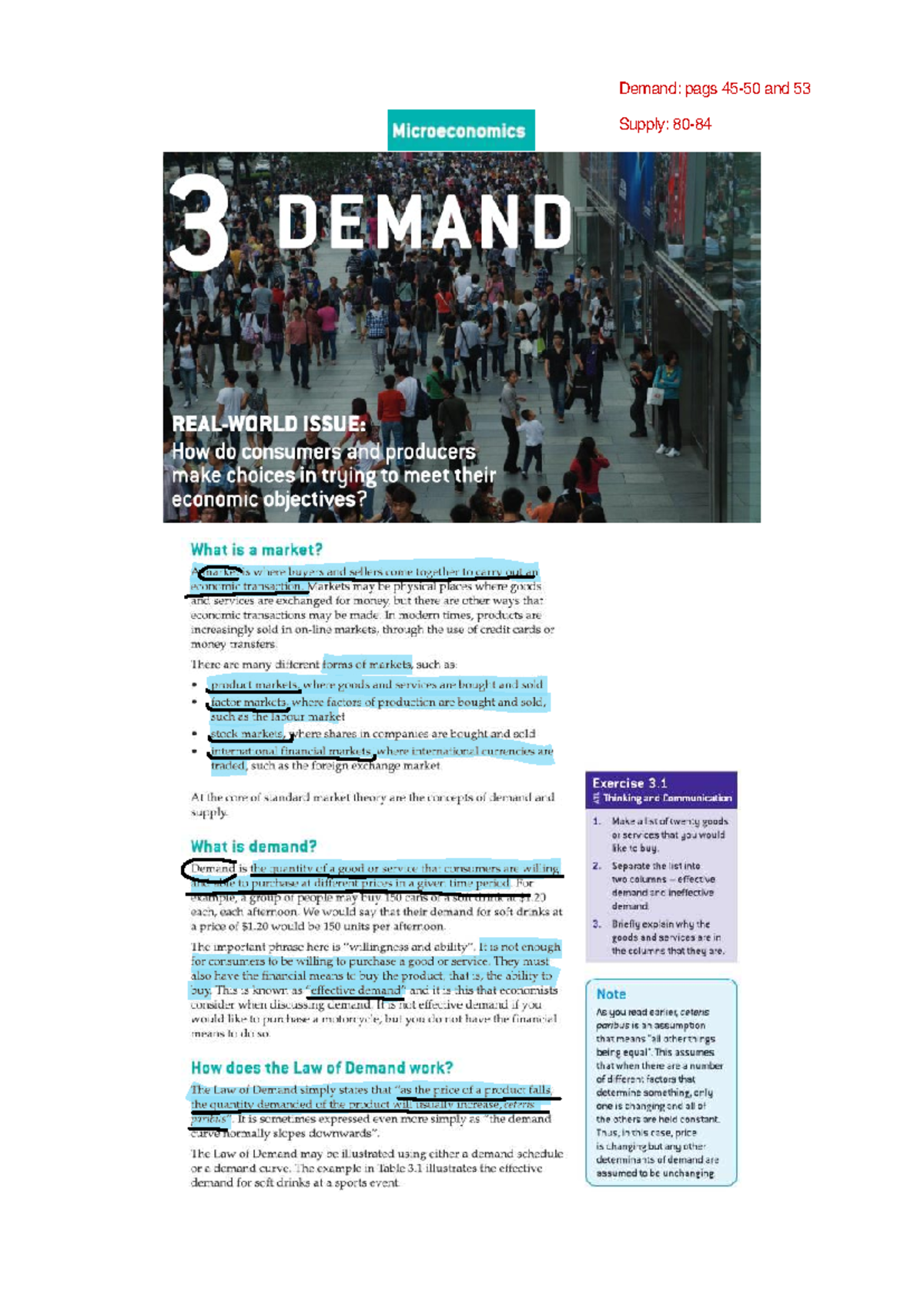 Microeconomics 101: Chapter 3 - Demand & Supply Analysis - Studocu
