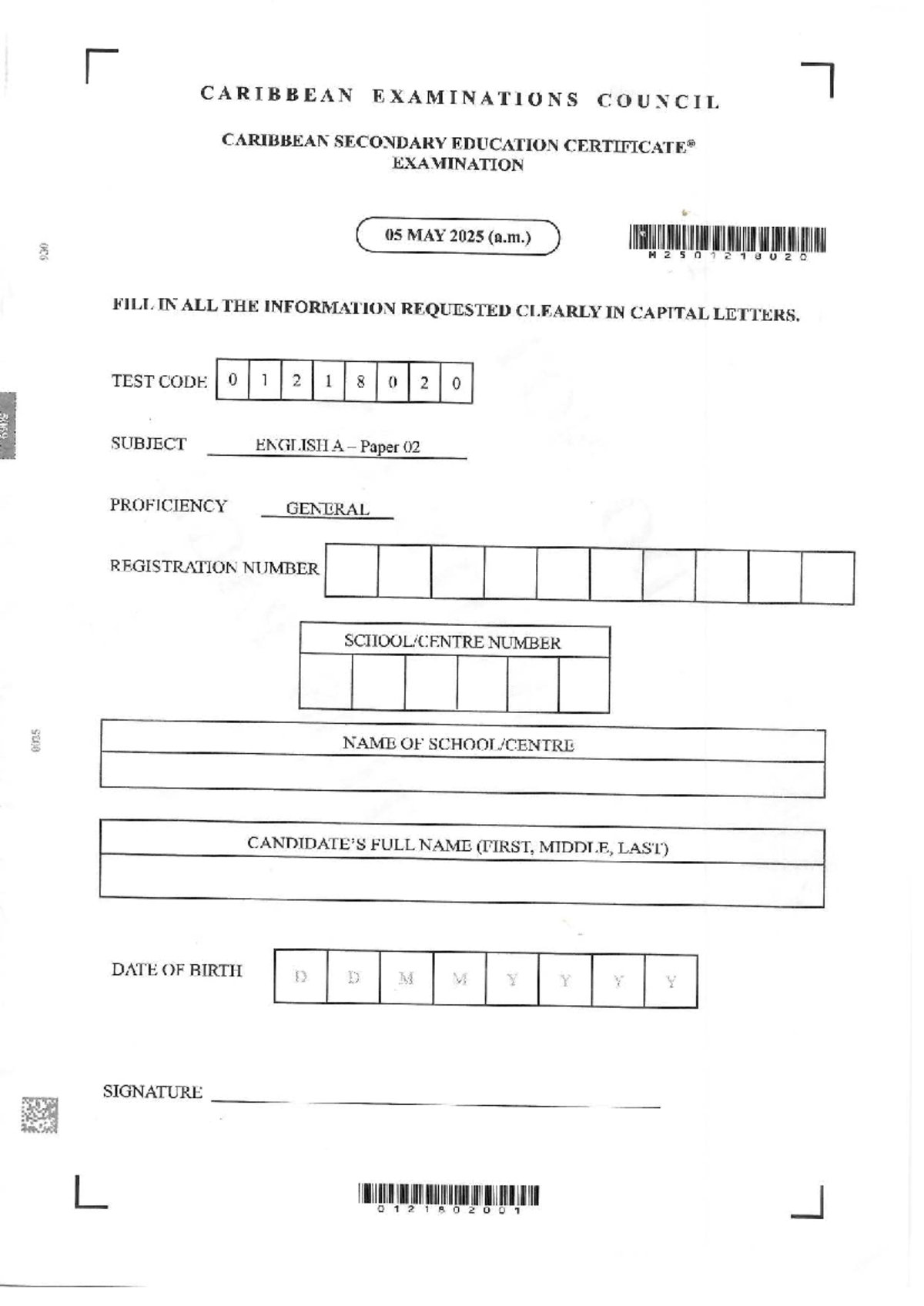 CSEC May/June 2025 English A Paper 02 Exam Guidelines - Studocu