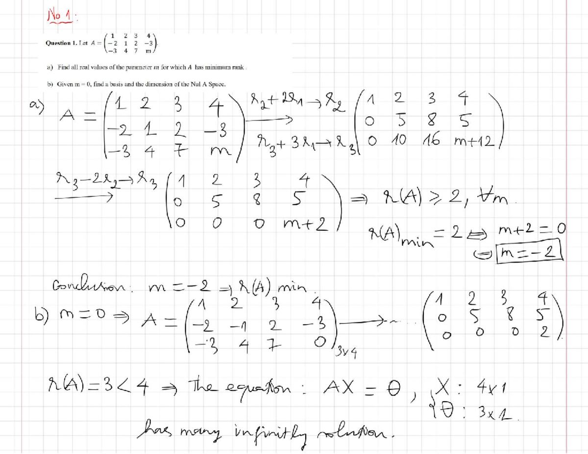 Linear Algebra Review: Rank, Null Space, and Linear Dependence (MATH ...