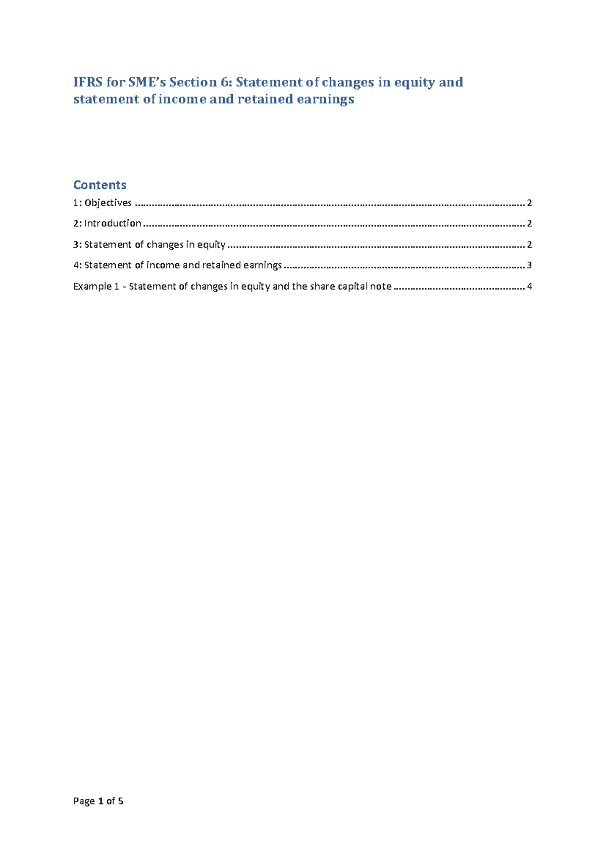 IFRS for SMEs: Section 6 - Statement of Changes in Equity Analysis ...