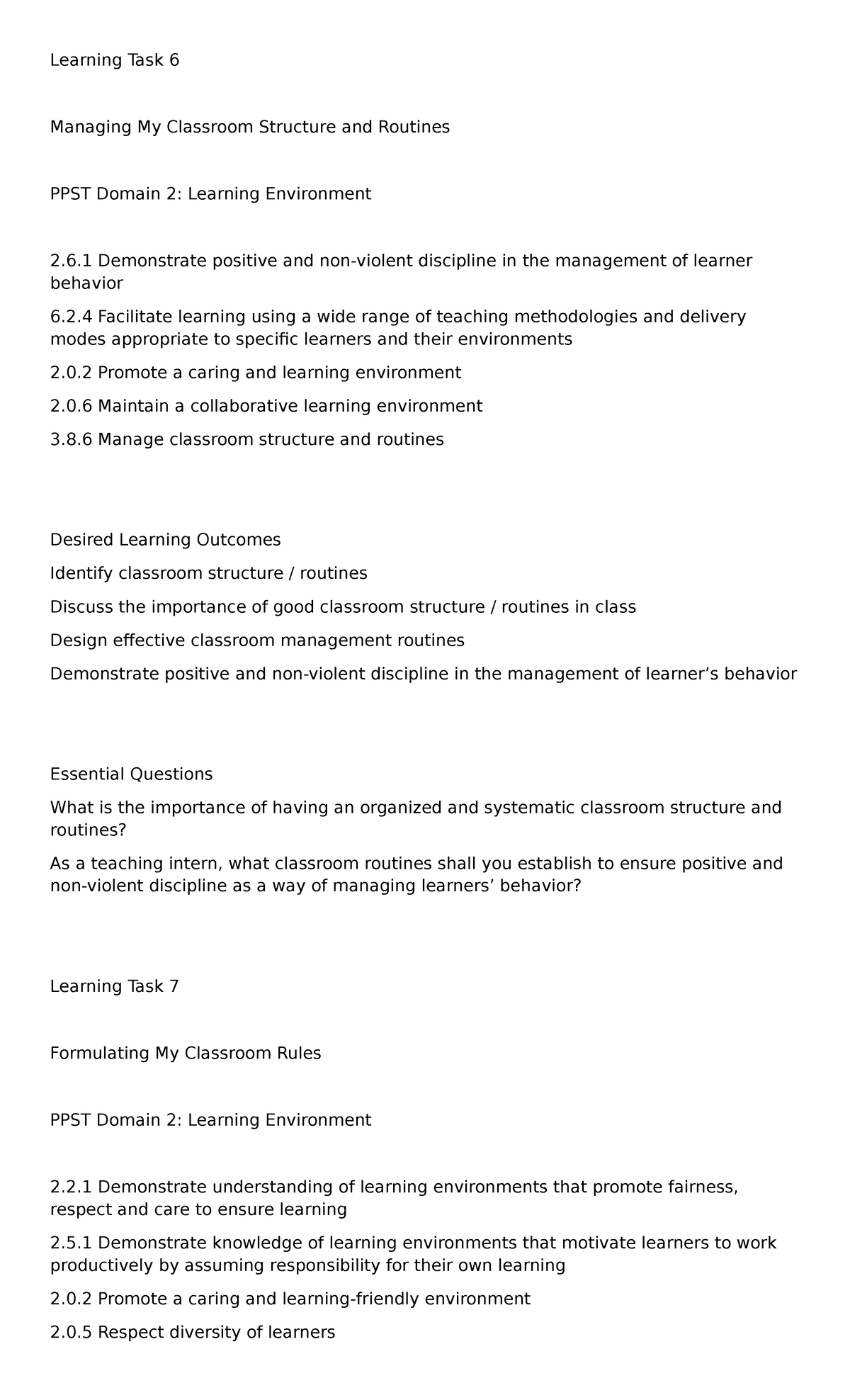 Final Portfolio Guide for Graduating Students: Classroom Management ...
