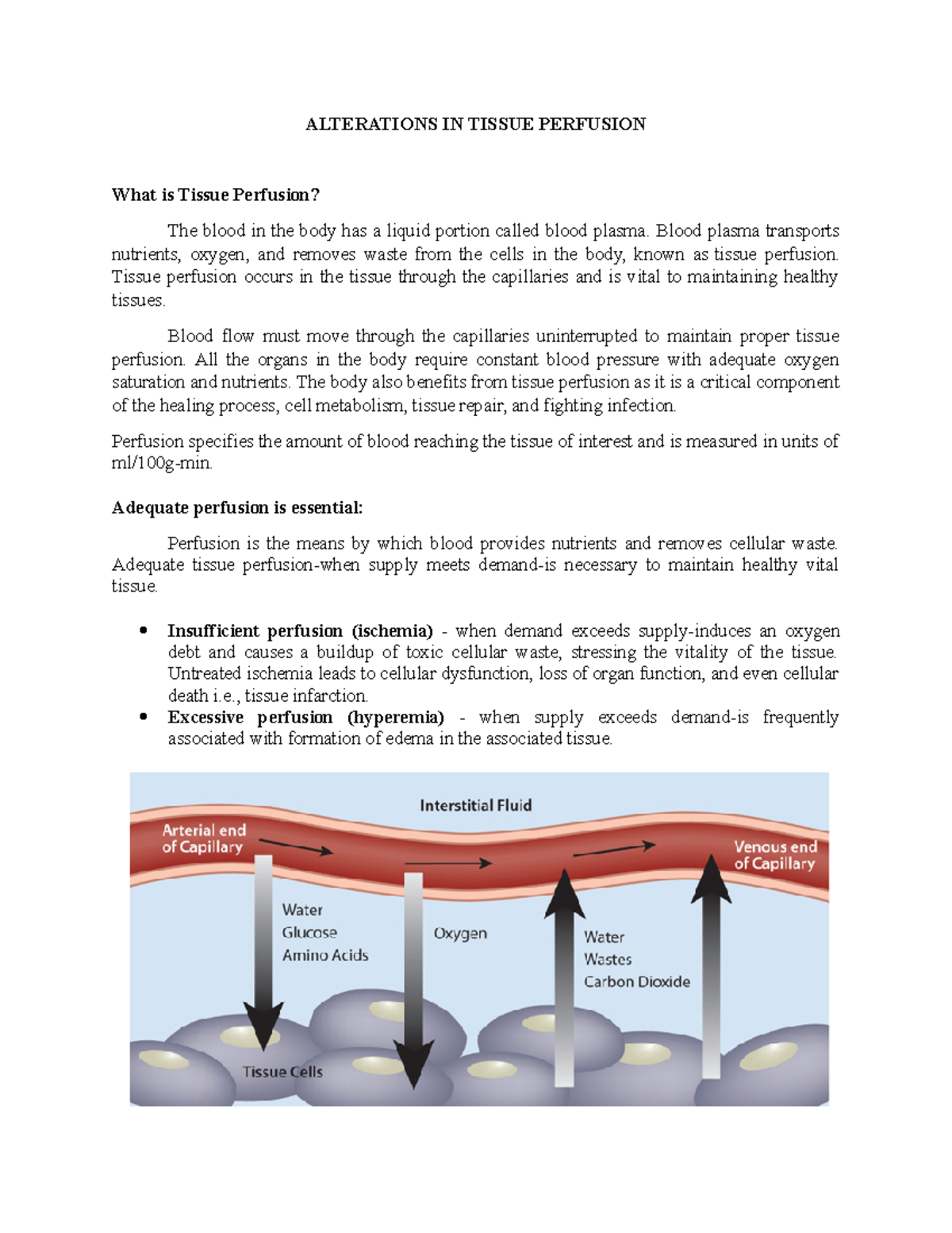 Alterations IN Tissue Perfusion - ALTERATIONS IN TISSUE PERFUSION What ...